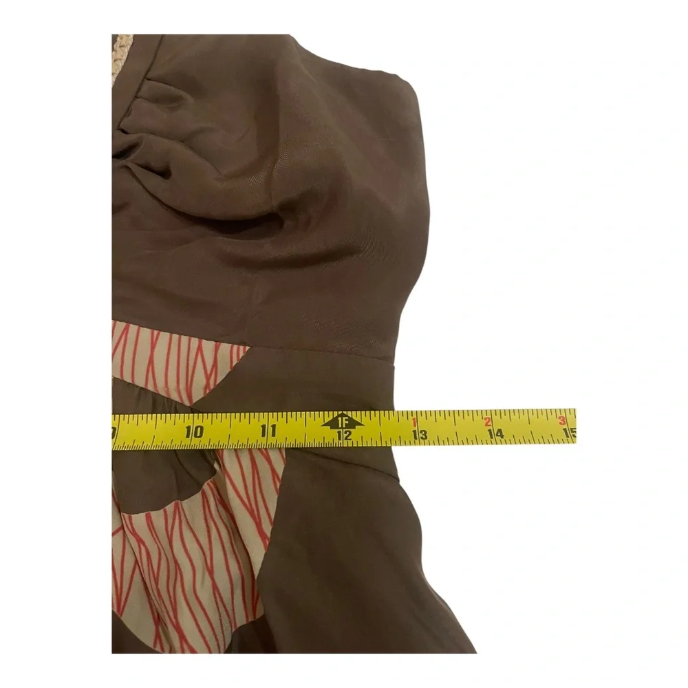 $188 Anthropology Harkham Brown Silk Mini Dress Tunic Medium NWT - Picture 13 of 15